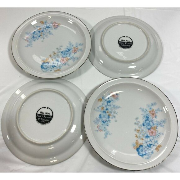 Fanci Florals Blue Morn Bread Plates Lot of 4 Dessert Salad Porcelain Japan - Picture 3 of 10